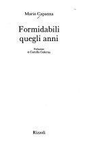 Cover  Formidabili quegli anni