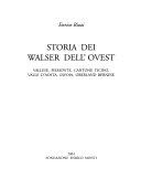 Cover  Storia dei Walser dell'est : Grigioni, Liechtenstein, Vorarlberg, Tirolo