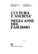 Cover  Cultura e società negli anni del fascismo 